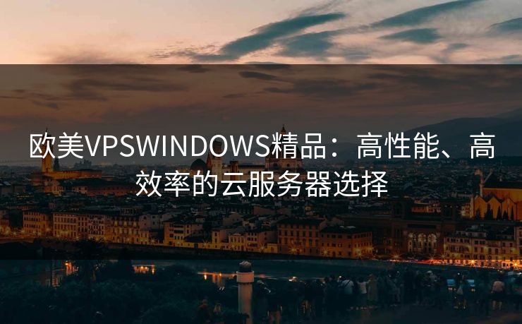 欧美VPSWINDOWS精品：高性能、高效率的云服务器选择