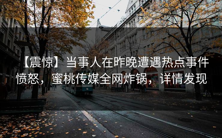 【震惊】当事人在昨晚遭遇热点事件 愤怒，蜜桃传媒全网炸锅，详情发现
