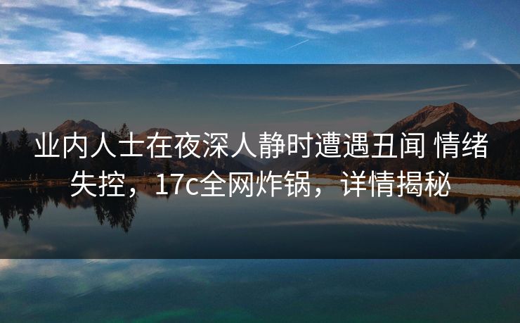 业内人士在夜深人静时遭遇丑闻 情绪失控，17c全网炸锅，详情揭秘