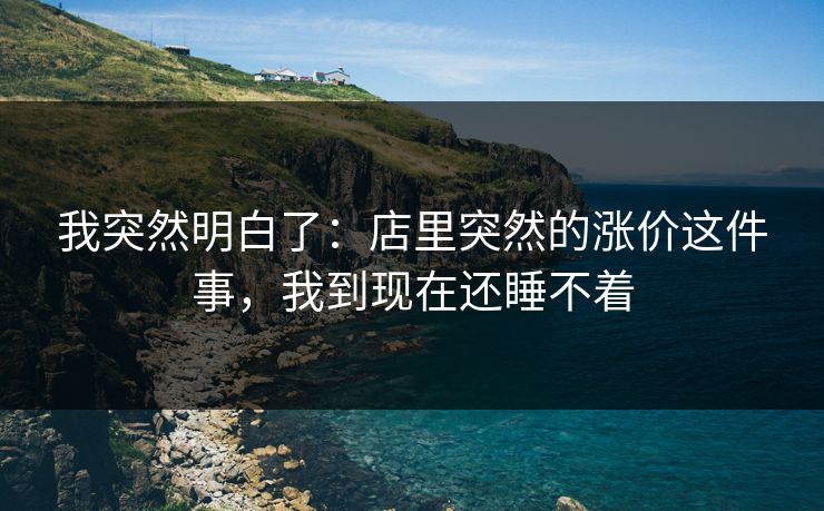 我突然明白了:店里突然的涨价这件事,我到现在还睡不着 我突然明白了:店里突然的涨价这件事,我到现在还睡不着
