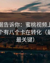 后台数据告诉你：蜜桃视频上不去的号，十个有八个卡在转化（最后一句最关键）