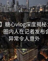 【独家】糖心vlog深度揭秘：花絮风波背后，圈内人在记者发布会的角色异常令人意外