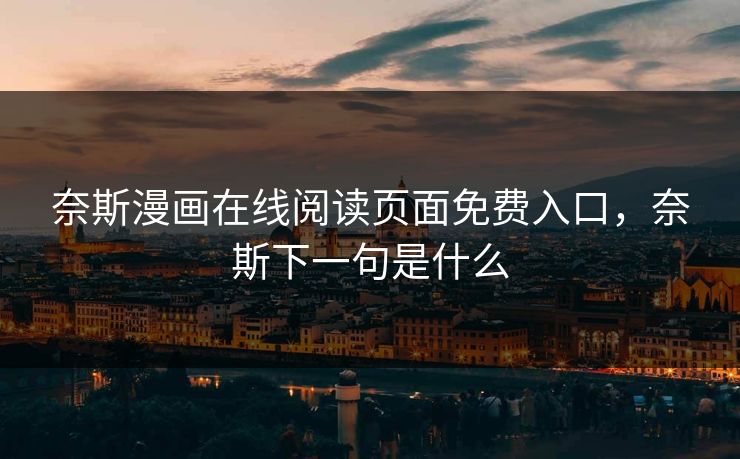 奈斯漫画在线阅读页面免费入口，奈斯下一句是什么