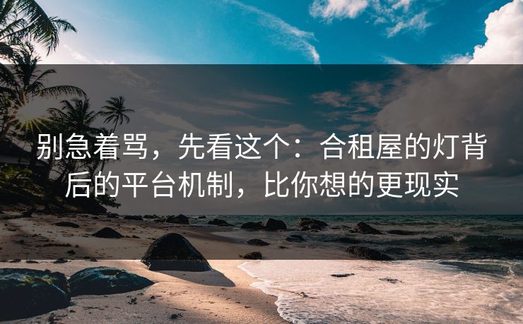 别急着骂，先看这个：合租屋的灯背后的平台机制，比你想的更现实