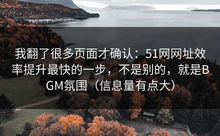 我翻了很多页面才确认:51网网址效率提升最快的一步,不是别的,就是BGM氛围(信息量有点大) 我翻了很多页面才确认:51网网址效率提升最快的一步,不是别的,就是BGM氛围(信息量有点大)
